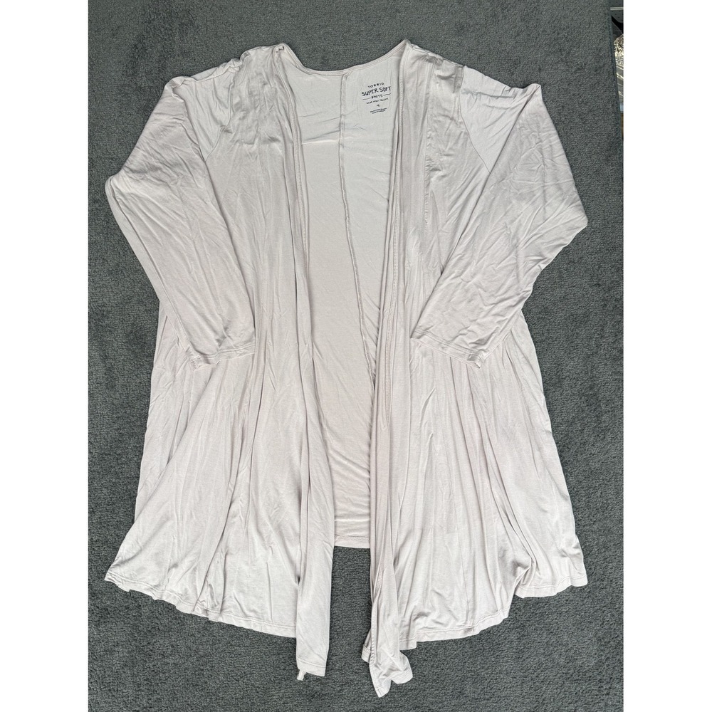 Torrid Super Soft Knits Taupe Open Front Draped Cardigan Plus Size 4 4X